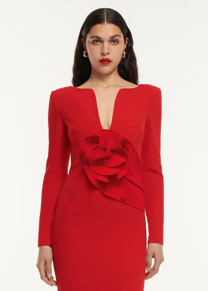 Women Roland Mouret Clothing Flower Detail Midi Dress
