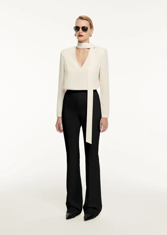 Women Roland Mouret Clothing Long Sleeve Tie Stretch Cady
