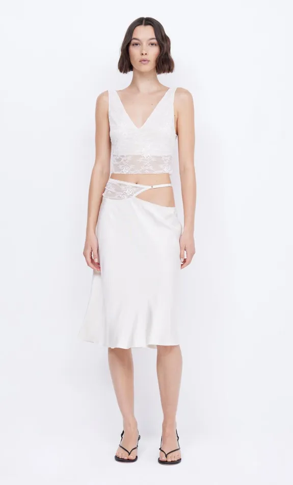 Women SANTAL ASYM MIDI SKIRT 8211 IVORY Bec Bridge Skirts