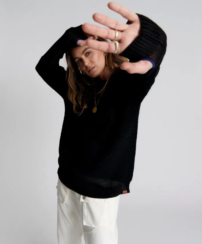 Women SHATTERED CREW KNIT SWEATER BLACK One Teaspoon Knitwear Women SHATTERED CREW KNIT SWEATER BLACK One Teaspoon Knitwear