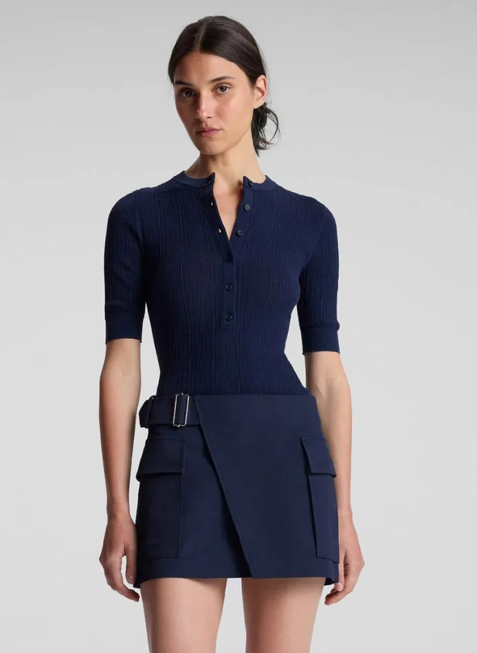 Women Tops ALC Fisher Fine Cotton Knit Top Navy