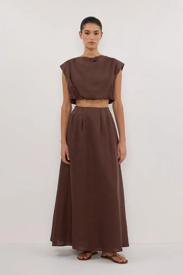 Women Tops DISSH AMY CHOC LINEN BUBBLE TOP
