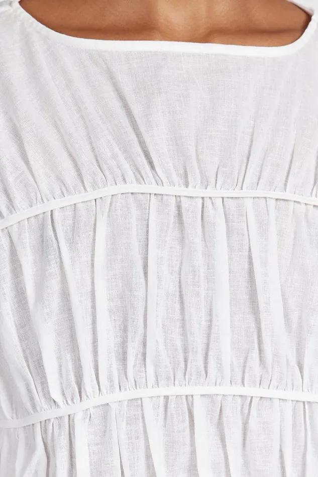 Women Tops DISSH FLYNN WHITE LINEN TIERED TOP
