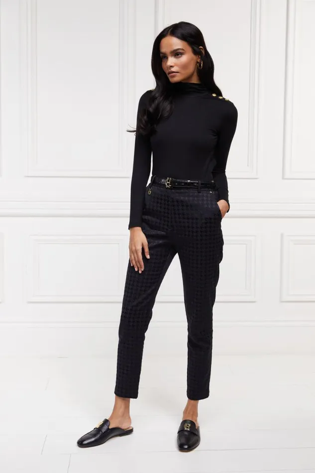 Women Trousers Holland Cooper Bexley Tailored Trouser Houndstooth Jacquard