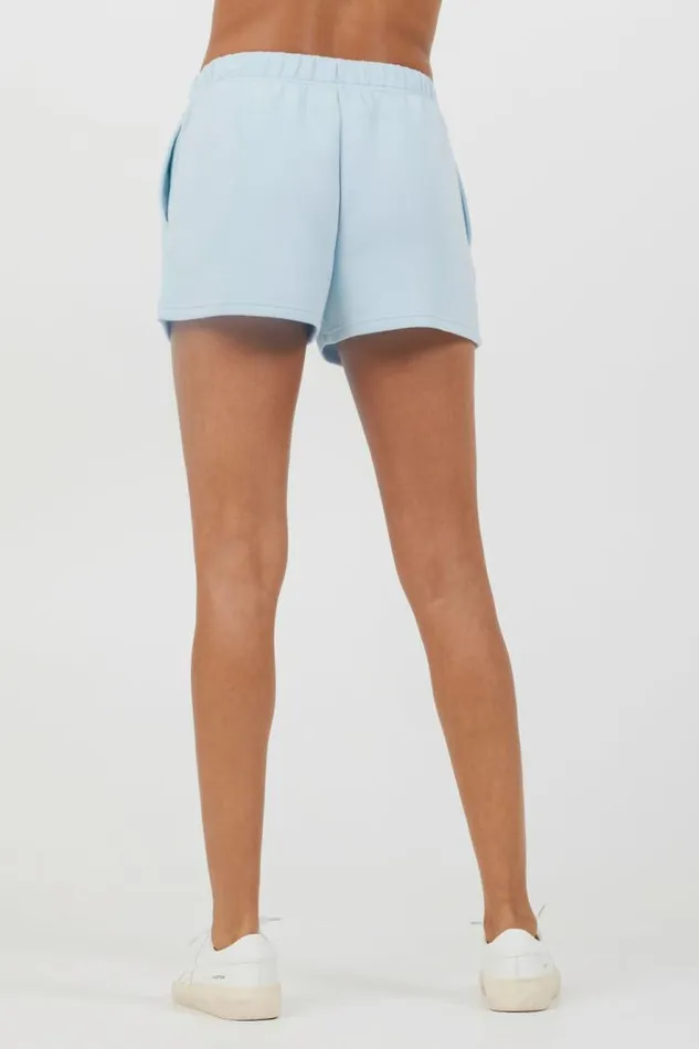 Women Vintage Havana All Bottoms Sailboat Blue Cloud Fleece Shorts Sailboat Blue