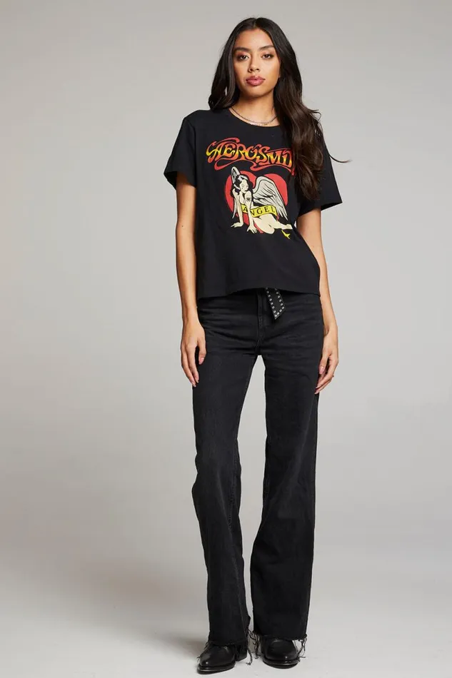 Womens Chaser Brand Tops Aerosmith Angel Tee