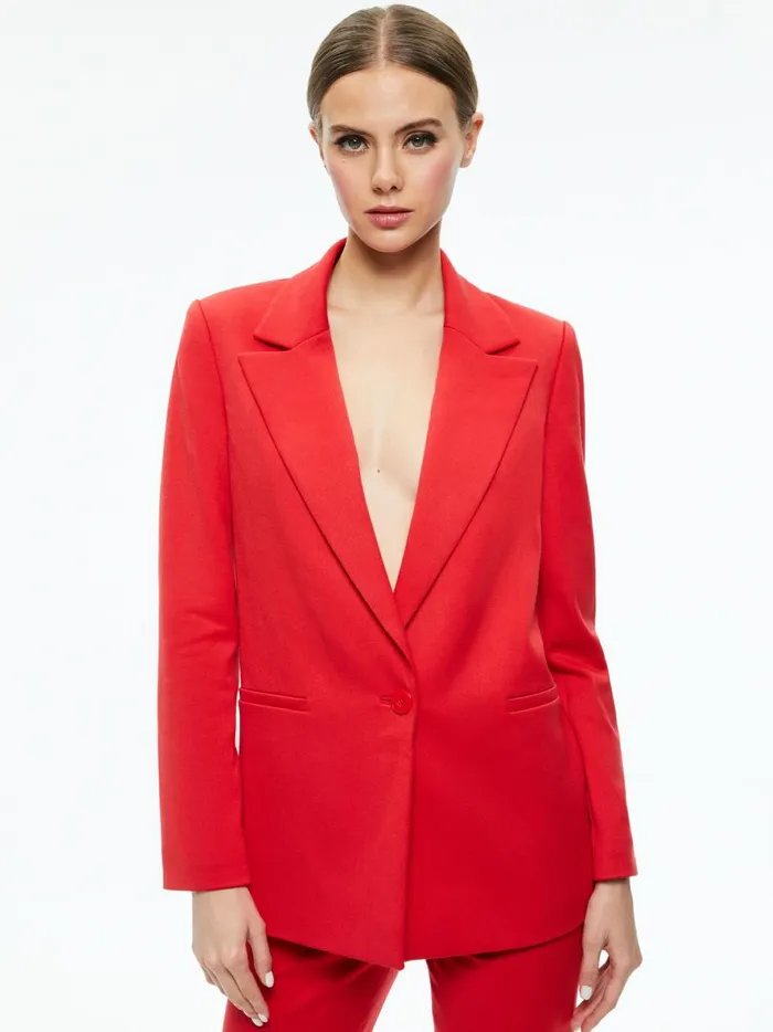 Womens Jackets Coats Alice Olivia Denny Notch Collar Boyfriend Blazer Perfect Ruby
