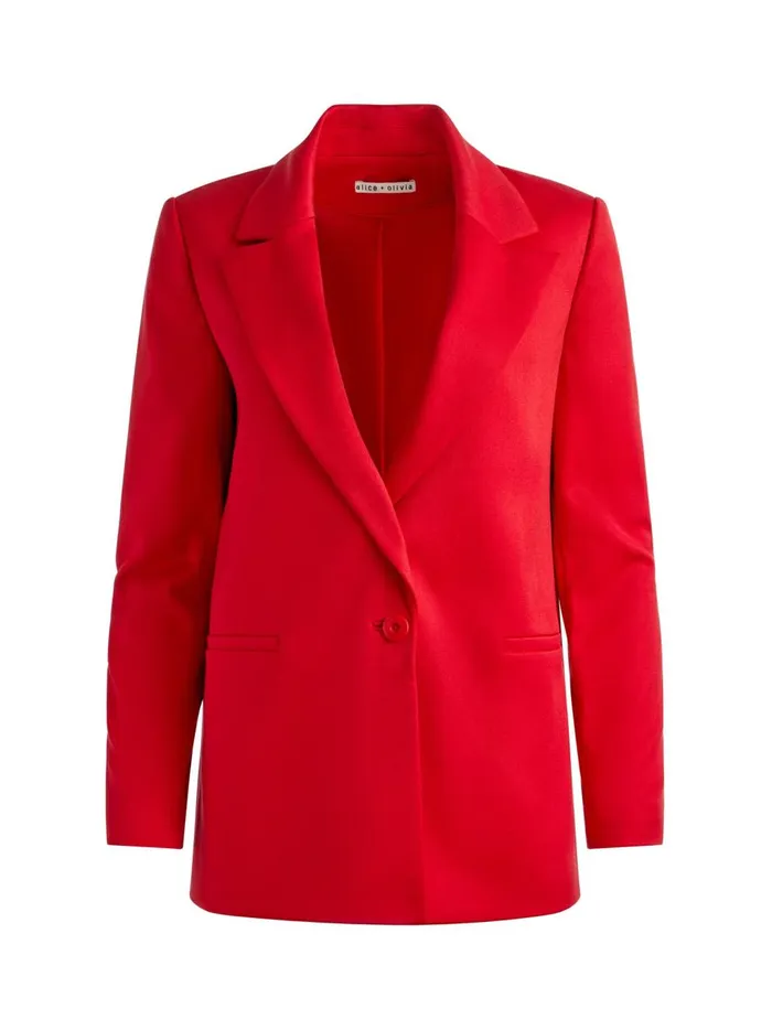 Womens Jackets Coats Alice Olivia Denny Notch Collar Boyfriend Blazer Perfect Ruby