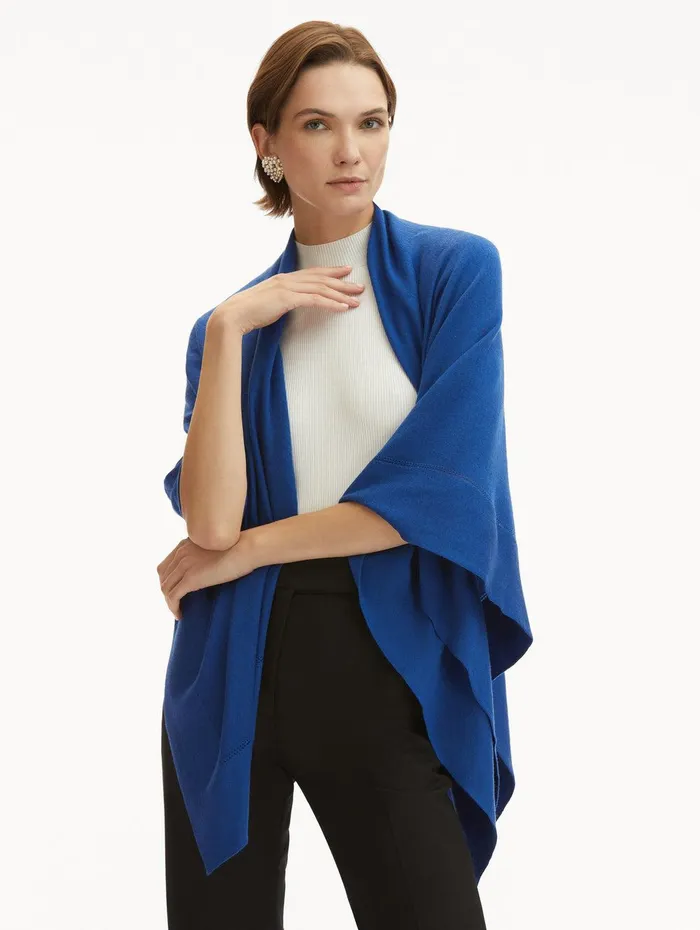 WoolBlend Shawl Cobalt Women Oscar De La Renta Scarves WoolBlend Shawl Cobalt Women Oscar De La Renta Scarves