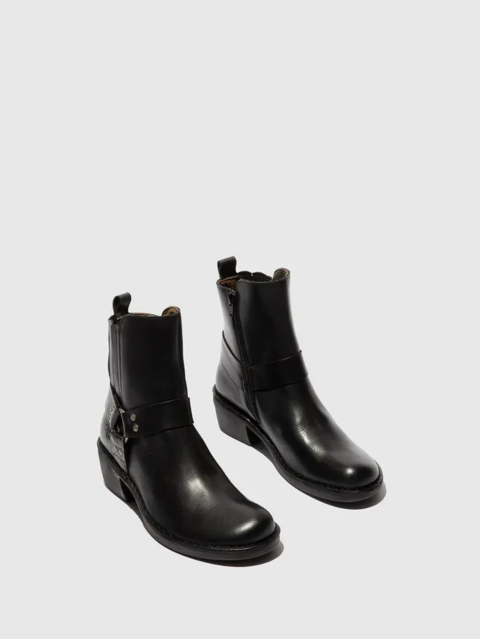 Zip Up Ankle Boots MEBI123FLY BLACK Women Fly London Ankle Boots