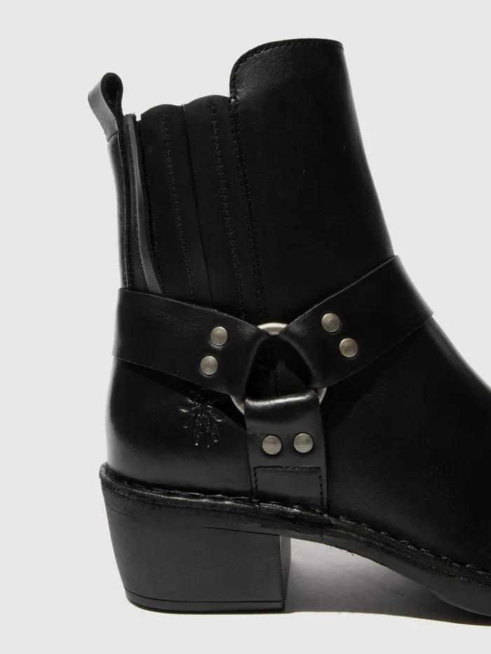 Zip Up Ankle Boots MEBI123FLY BLACK Women Fly London Ankle Boots